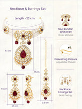 Gold Plated Royal Pearl Kundan Maroon Choker set