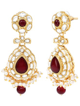 Gold Plated Royal Pearl Kundan Maroon Choker set