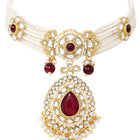 Gold Plated Royal Pearl Kundan Maroon Choker set