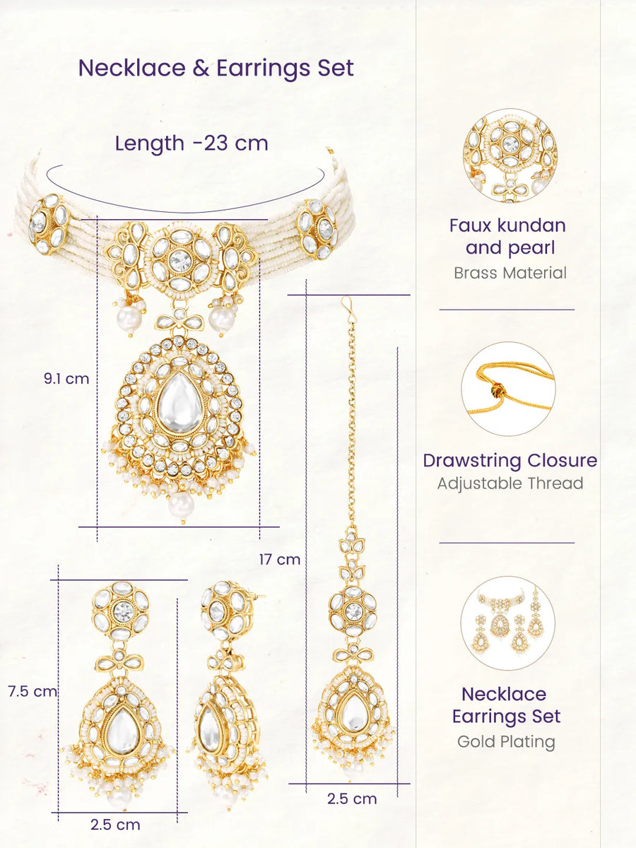 Gold Plated Royal Pearl Kundan Choker set