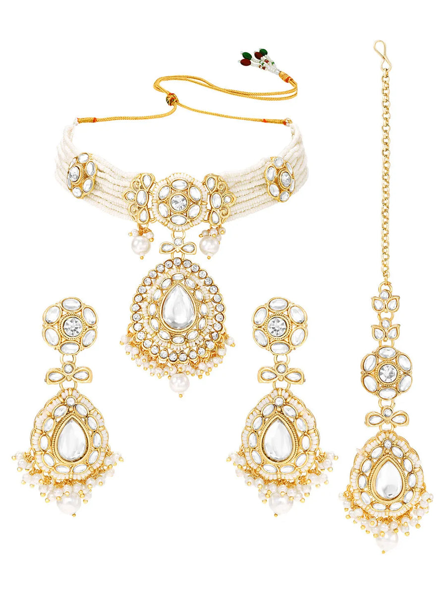 Gold Plated Royal Pearl Kundan Choker set
