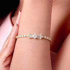 Gold Plated Baguette Bow Bracelet