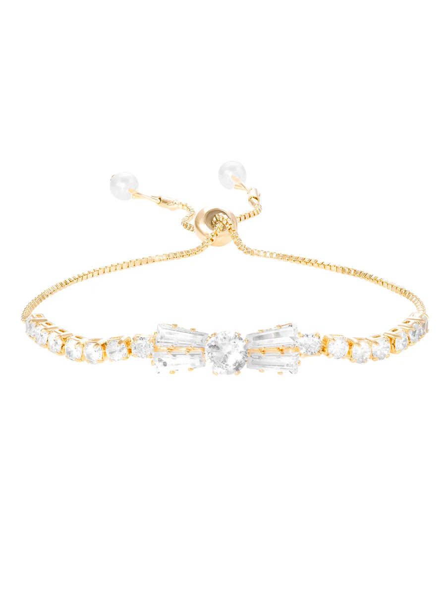 Gold Plated Baguette Bow Bracelet