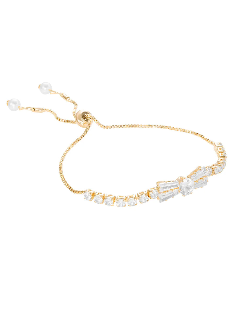 Gold Plated Baguette Bow Bracelet