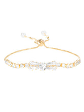 Gold Plated Baguette Bow Bracelet