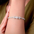 Rodium Plated Baguette Bow Bracelet