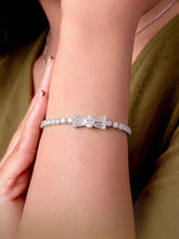 Rodium Plated Baguette Bow Bracelet