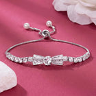 Rodium Plated Baguette Bow Bracelet