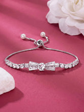 Rodium Plated Baguette Bow Bracelet