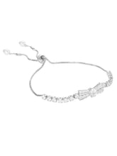 Rodium Plated Baguette Bow Bracelet