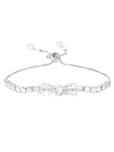 Rodium Plated Baguette Bow Bracelet