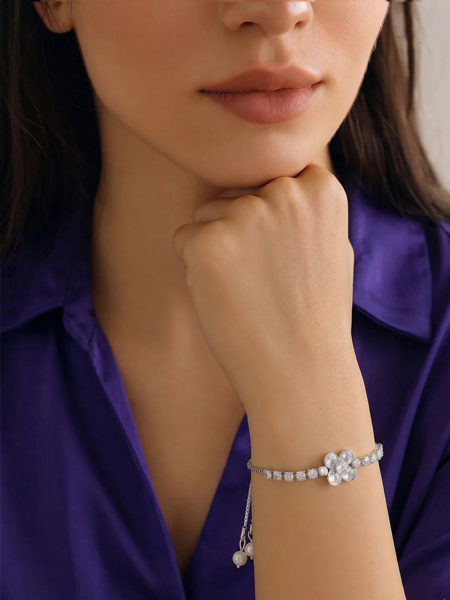 Rodium Plated Petal Luxe Bracelet