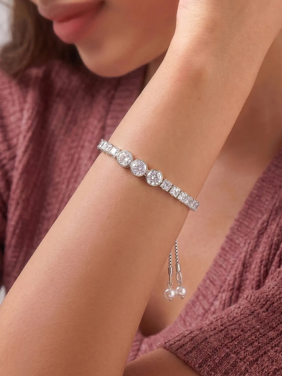 Rodium Plated Trinity Gleam Bracelet