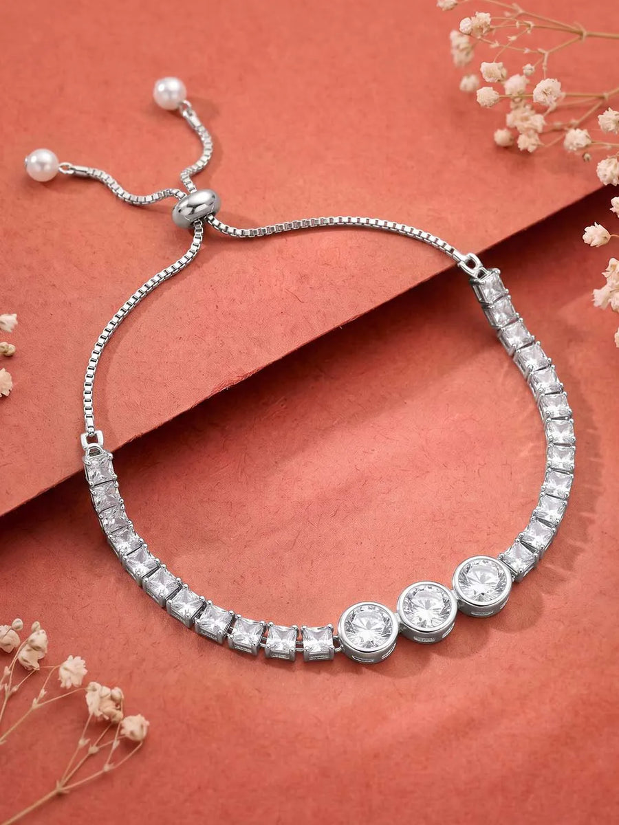 Rodium Plated Trinity Gleam Bracelet