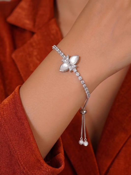 Rodium Plated Bloom Aura Bracelet