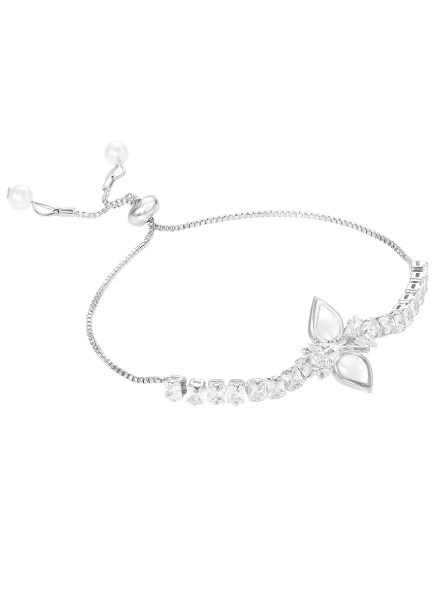 Rodium Plated Bloom Aura Bracelet
