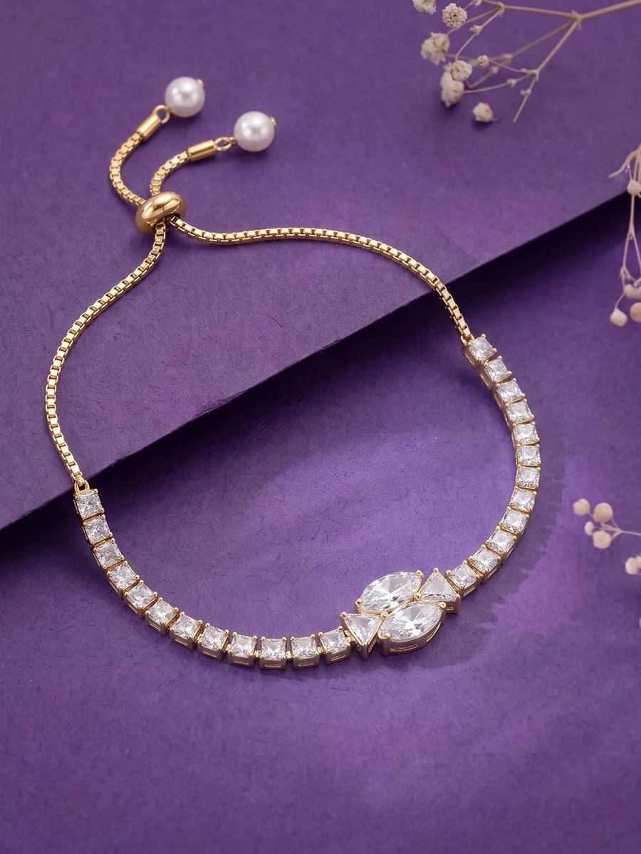 Gold Plated Twin Marquise Bracelet