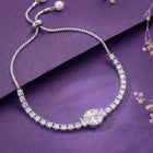 Rodium Plated Twin Marquise Bracelet