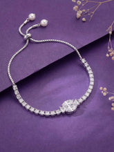 Rodium Plated Twin Marquise Bracelet