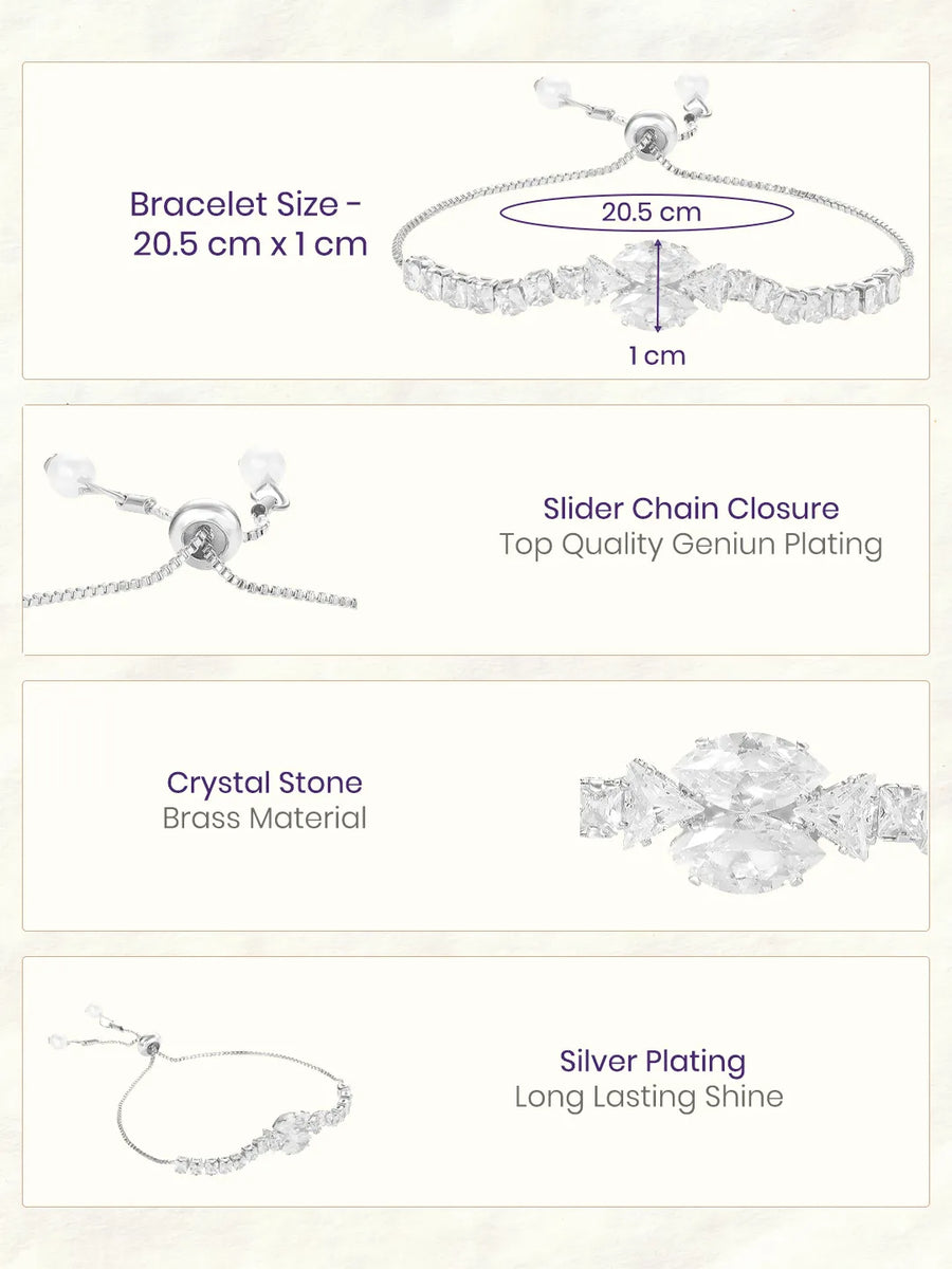Rodium Plated Twin Marquise Bracelet