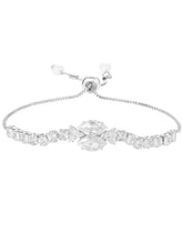 Rodium Plated Twin Marquise Bracelet