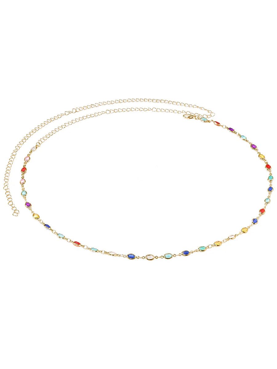 Gold Plated Rainbow Gemstone Belly Chain
