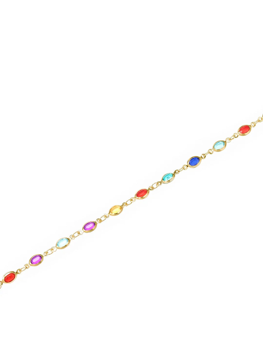 Gold Plated Rainbow Gemstone Belly Chain