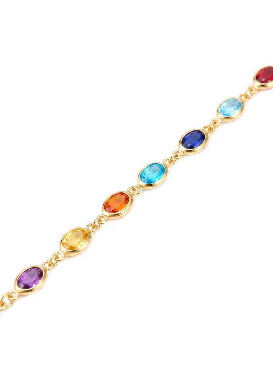 Gold Plated Rainbow Gemstone Belly Chain