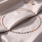 Rhodium Plated Rainbow Gemstone Belly Chain