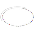 Rhodium Plated Rainbow Gemstone Belly Chain