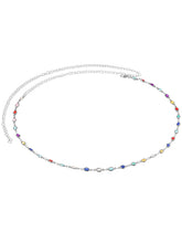 Rhodium Plated Rainbow Gemstone Belly Chain