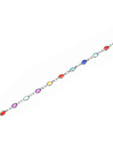 Rhodium Plated Rainbow Gemstone Belly Chain
