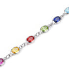 Rhodium Plated Rainbow Gemstone Belly Chain