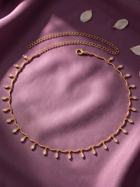 Gold Plated Dewdrop Leaf Belly Chain