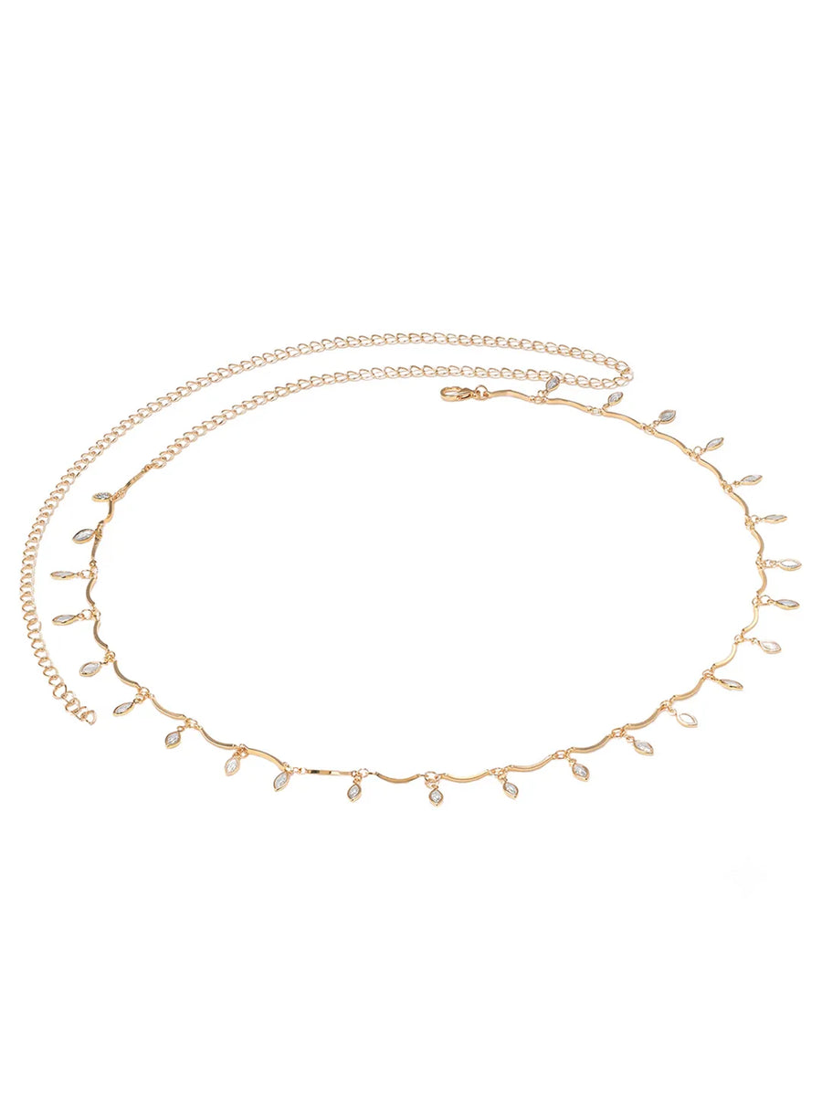 Gold Plated Dewdrop Leaf Belly Chain