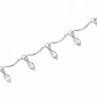 Rhodium Plated Dewdrop Leaf Belly Chain