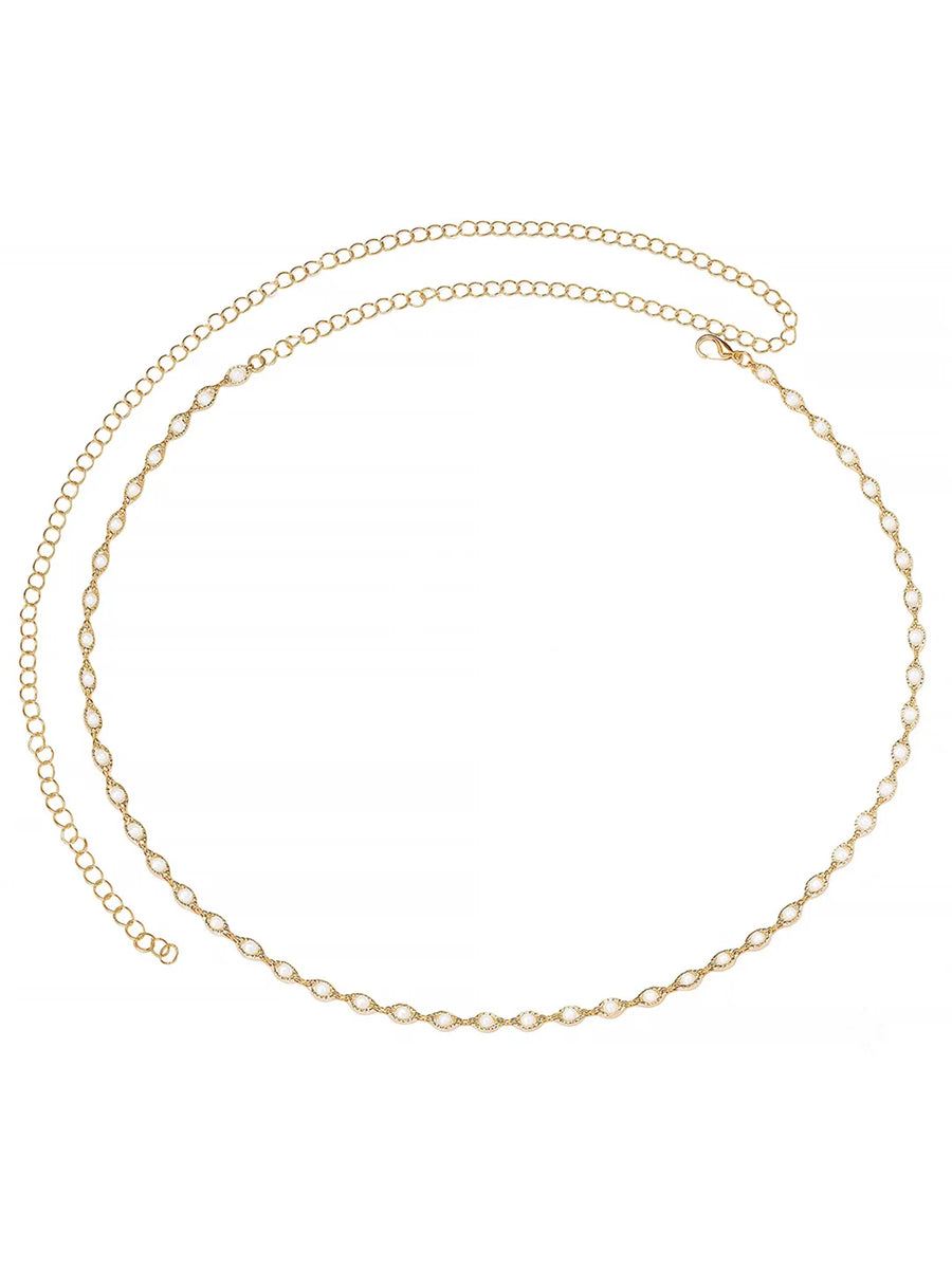 Gold Plated Droplet Crystal Belly Chain