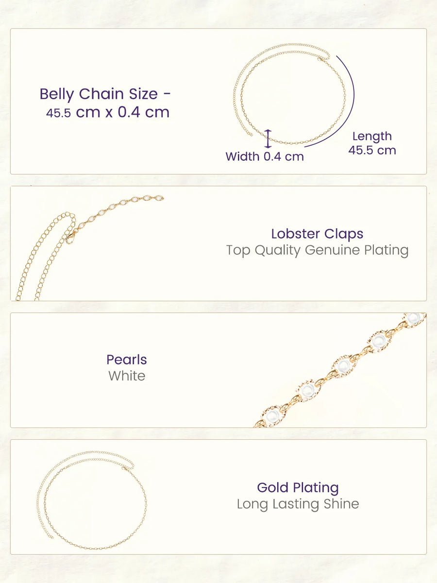 Gold Plated Droplet Crystal Belly Chain