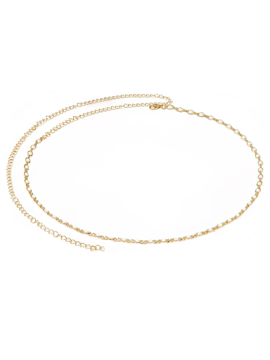 Gold Plated Droplet Crystal Belly Chain