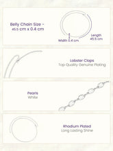Rhodium Plated Droplet Crystal Belly Chain