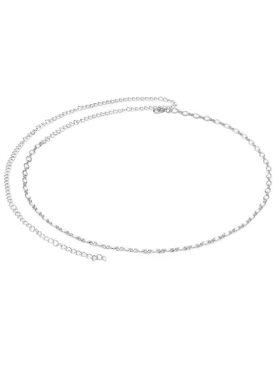 Rhodium Plated Droplet Crystal Belly Chain