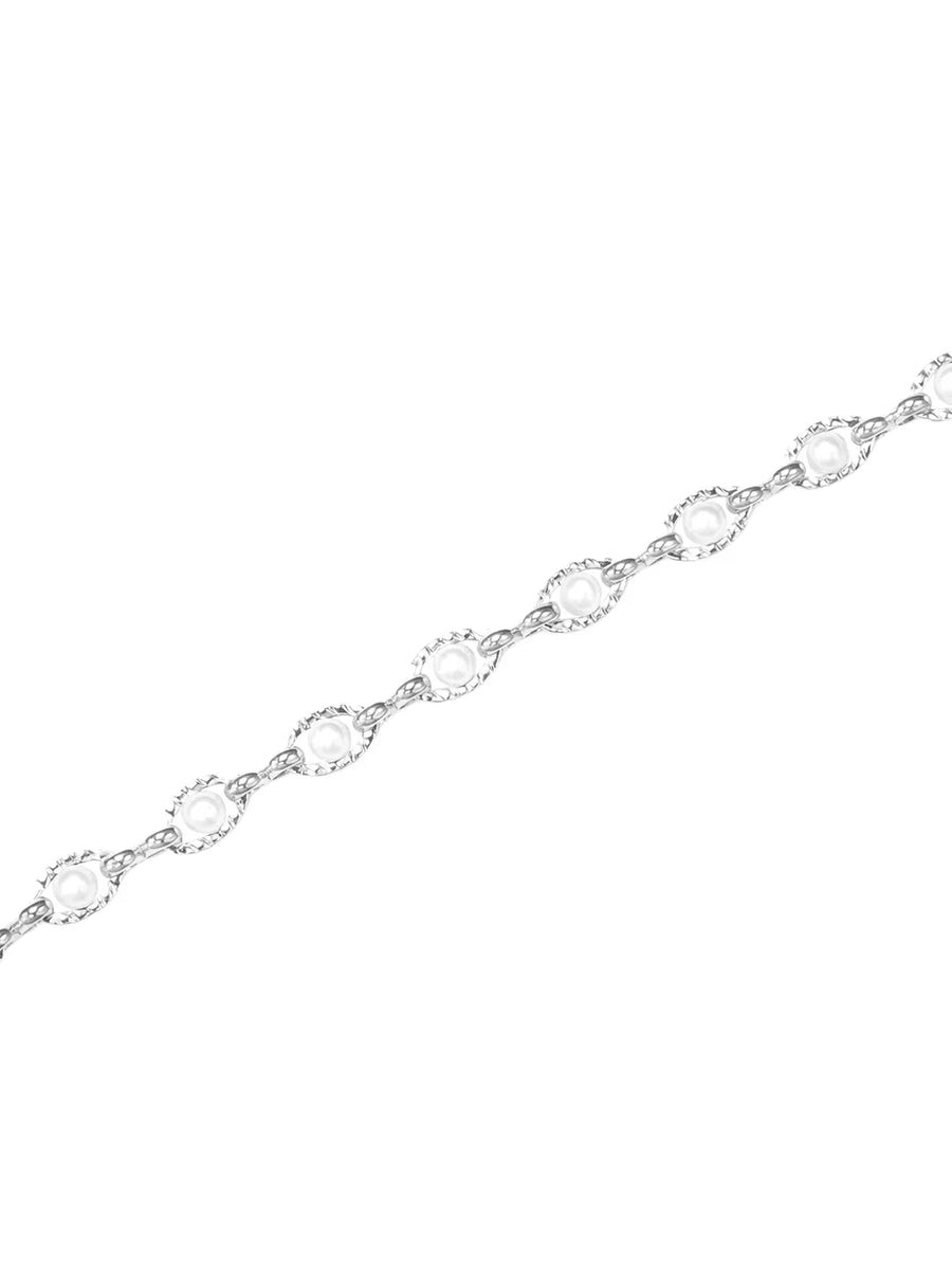Rhodium Plated Droplet Crystal Belly Chain