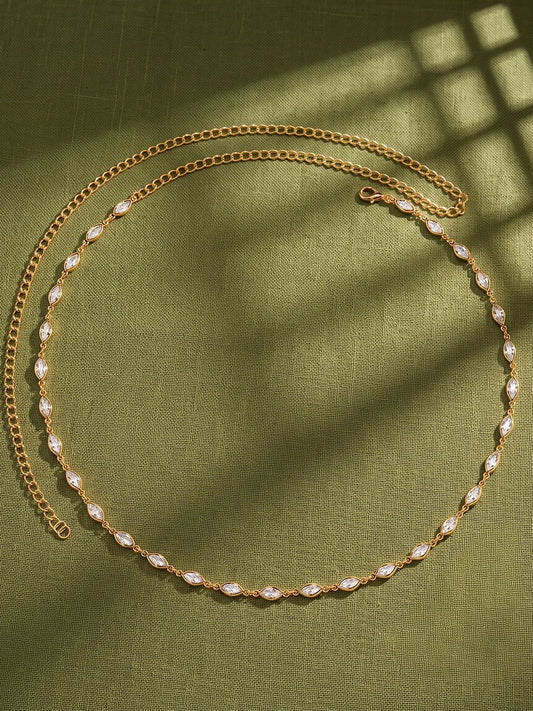 Gold Plated Marquise Crystal Belly Chain
