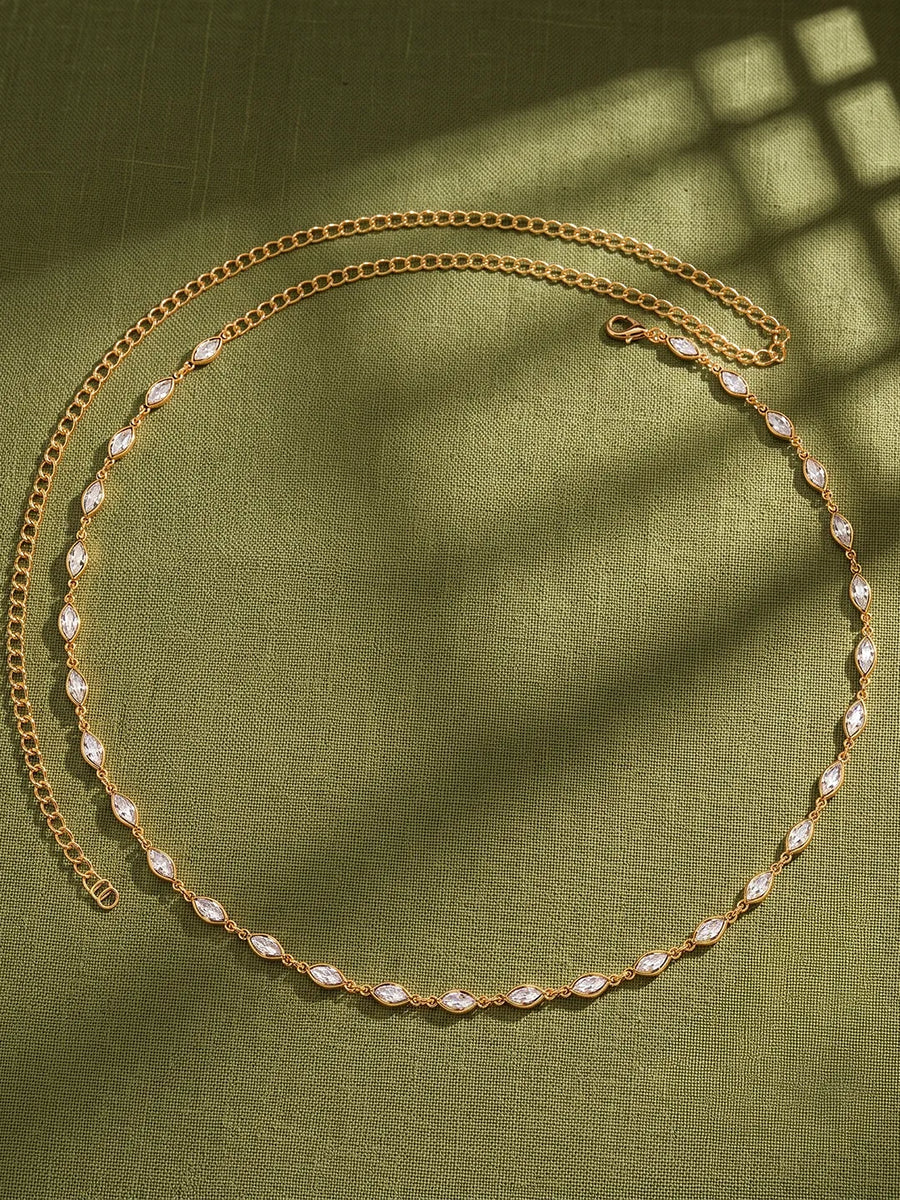 Gold Plated Marquise Crystal Belly Chain