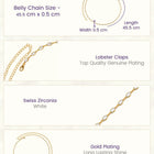 Gold Plated Marquise Crystal Belly Chain