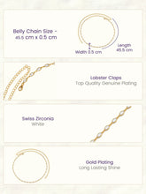 Gold Plated Marquise Crystal Belly Chain
