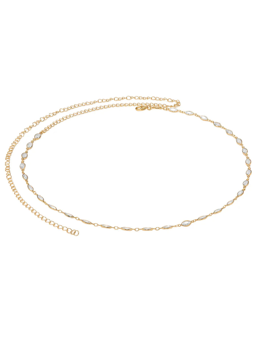 Gold Plated Marquise Crystal Belly Chain