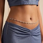 Rhodium Plated Marquise Crystal Belly Chain