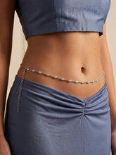 Rhodium Plated Marquise Crystal Belly Chain