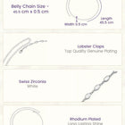 Rhodium Plated Marquise Crystal Belly Chain